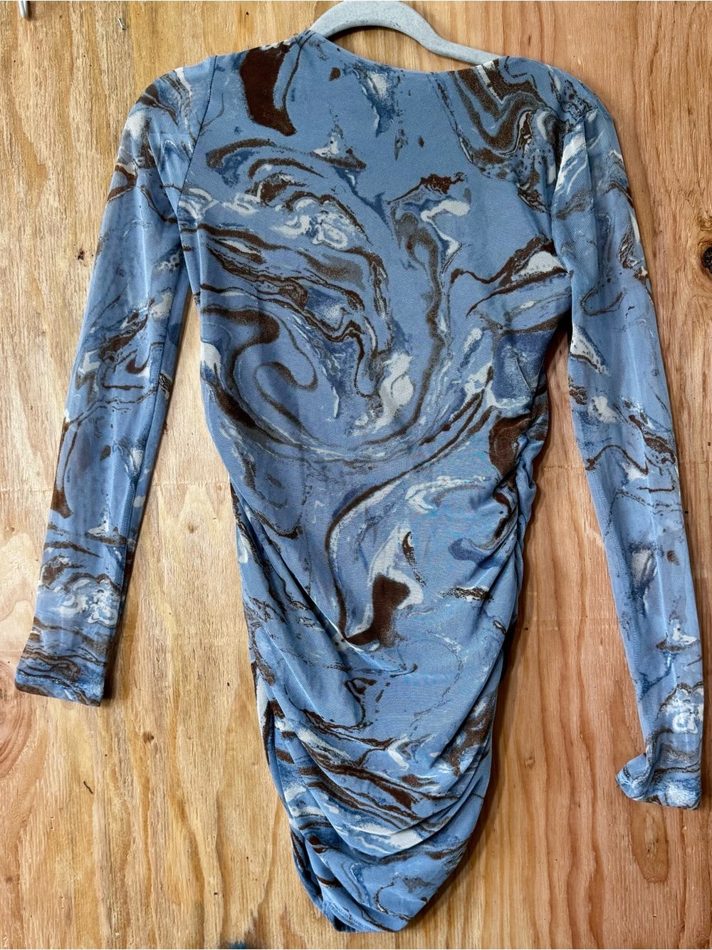 Antistar Blue Marble Mesh Ruched Bodycon Mini Dress Size M - Picture 4 of 7